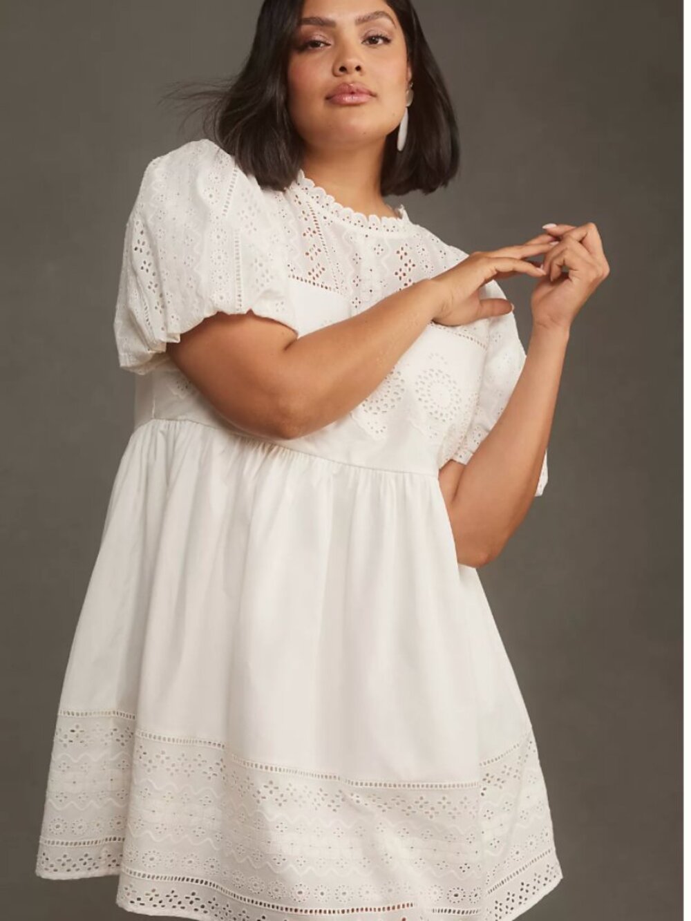 Forever That Girl Puff-Sleeve Lace Babydoll Mini Dress XL NWOT